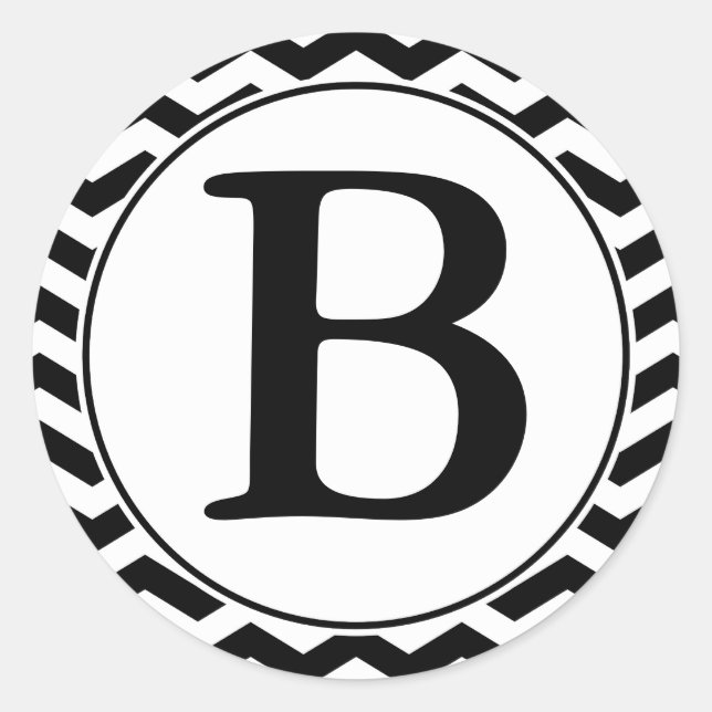 Round Envelope Seal with Monogram - Black & White (Front)