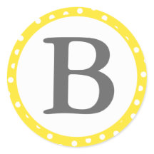 Round Envelope Seals with Monogram - Yellow Dots