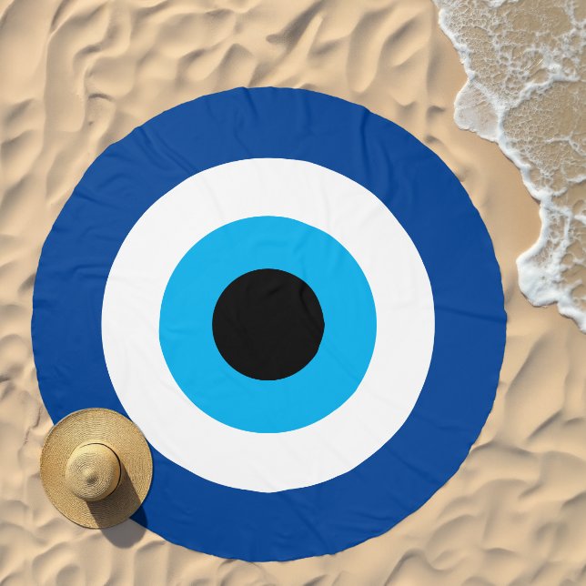 Round Evil Eye Blue Mati beach towel (Beach)