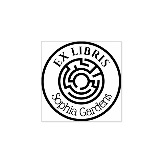 Round  Ex Libris Labyrinth 02 Rubber Stamp (Imprint)