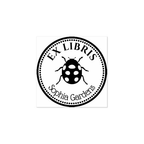 Round Ex Libris _ Ladybird Rubber Stamp