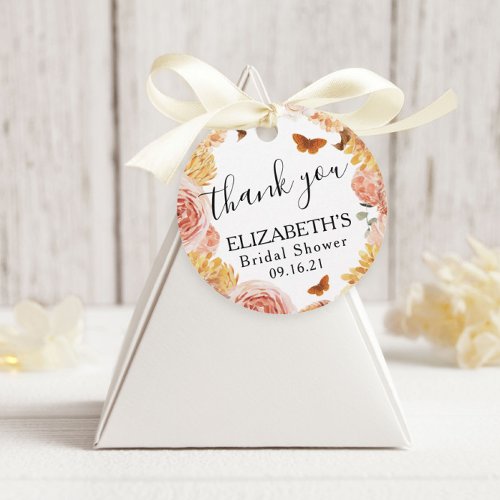Round Fall Floral Bridal Shower Thank You Favor Tags