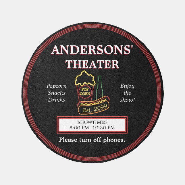 Round Family Movie Theater Theater Round Area Rug (Front)