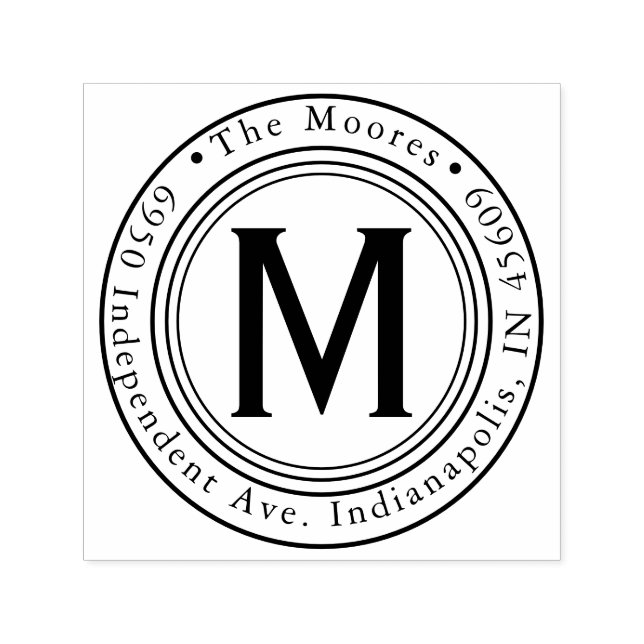 Round Family Name Return Address Self-Inking Stamp (Design)