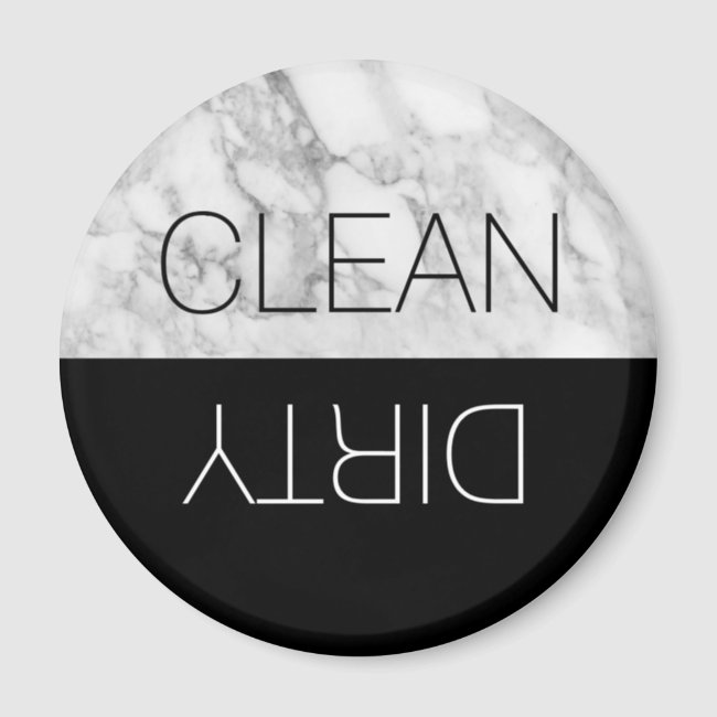 Round Faux Marble Clean Dirty Dishwasher Magnet