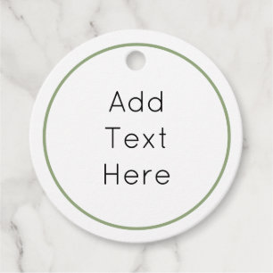 Round Favor Tags - Green Border with Editable Text