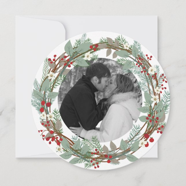 Round Festive Holiday Photo Cards (Front)