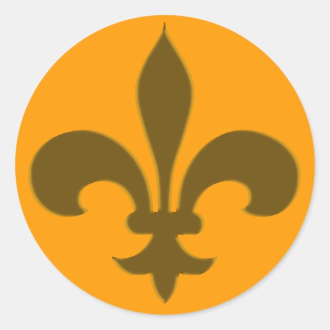 Round Fleur de Lis Stickers DARK GOLD (Front)