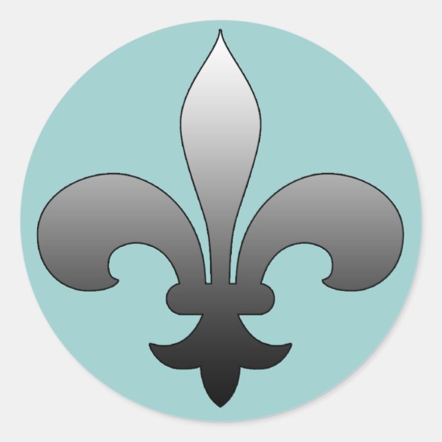 Round Fleur de Lis Stickers SILVER (Front)