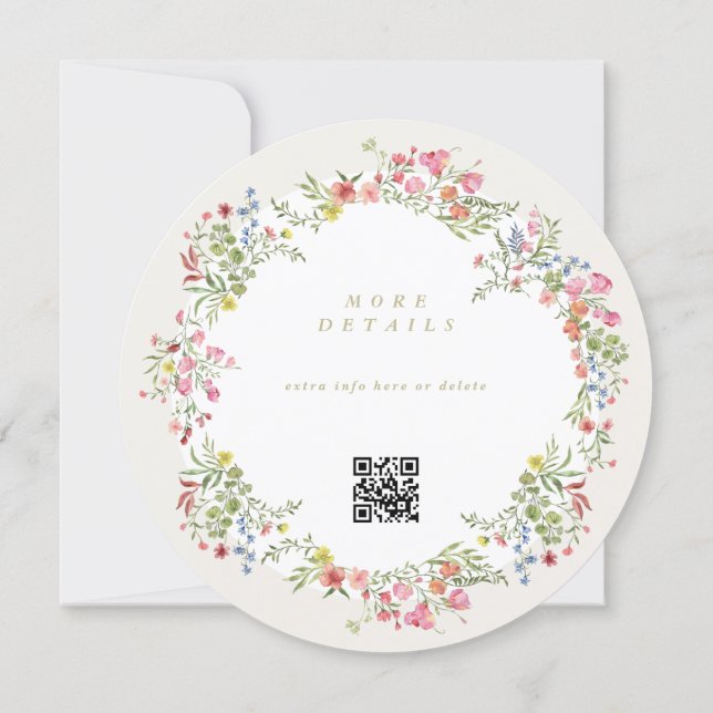Round Floral Arch QR CODE wedding website RSVP Invitation