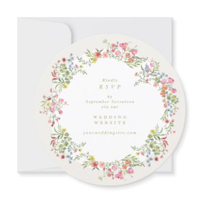 Round Floral Arch QR CODE wedding website RSVP Invitation