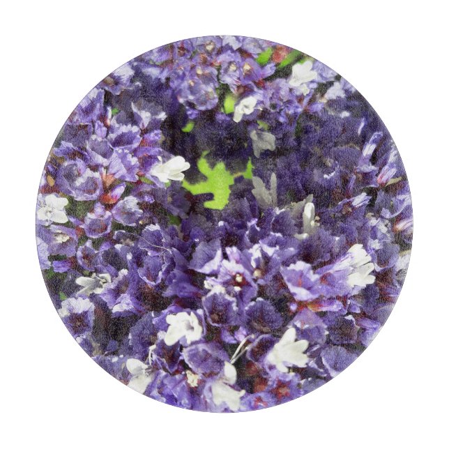Round floral decorative glass cutting board (Front)