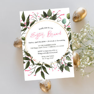 Round floral watercolor easter brunch egg hunt invitation