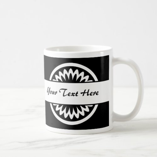 Round Flower _ Black Coffee Mug