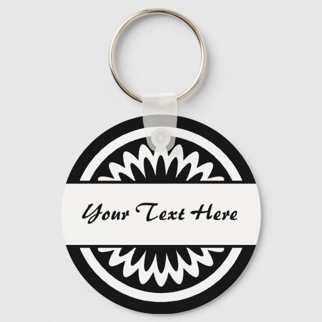 Round Flower - Black Keychain (Front)