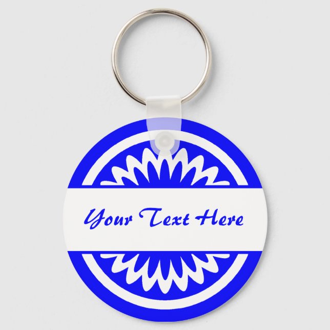 Round Flower - Blue Keychain (Front)