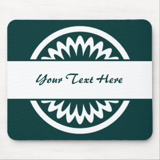 Round Flower - Dark Green Mouse Pad