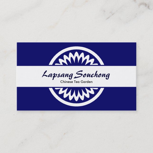 Round Flower - Deep Navy Blue Business Card (Front)