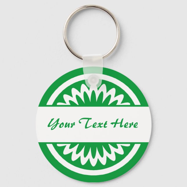 Round Flower - Grass Green Keychain (Front)