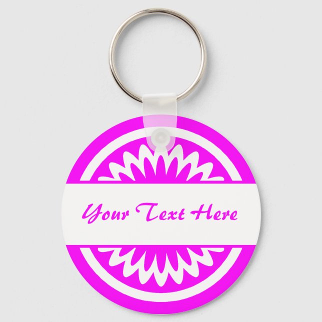 Round Flower - Magenta Keychain (Front)