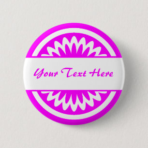 Round Flower - Magenta Pinback Button