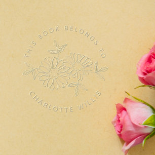 Round & Flowery Book From the Library Of Embosser