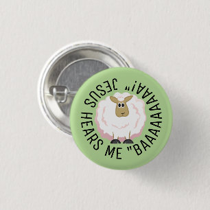 Round Fluffy Sheep Cartoon Button