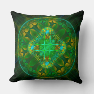 Round fractal fairy ornament throw pillow