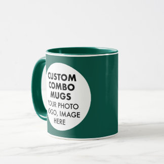 Round Frame 2 Photo Logo Hunter Green Custom Combo Mug