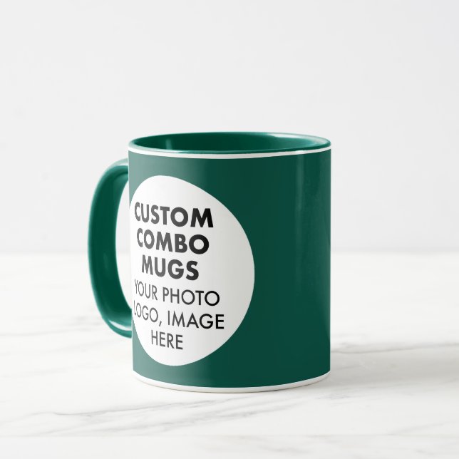 Round Frame 2 Photo Logo Hunter Green Custom Combo Mug (Front Left)