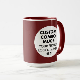 Round Frame 2 Photo Logo Large Maroon Custom Combo Mug