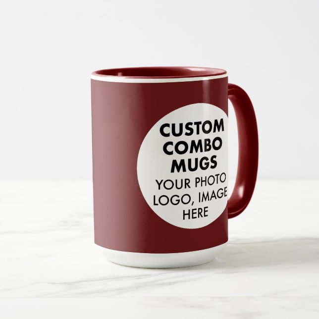 Round Frame 2 Photo Logo Large Maroon Custom Combo Mug (Front Right)