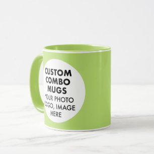 Round Frame 2 x Photo Logo Lime Custom Combo Mug