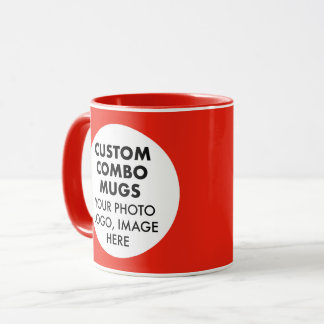 Round Frame 2 x Photo Logo Red Custom Combo Mug