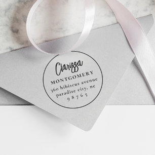 Round Frame Boho Custom Name & Return Address Rubber Stamp