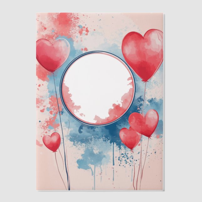 Round Frame of Pink Hearts Vellum Invitations (Front)