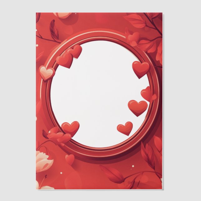 Round Frame of Red Hearts Vellum Invitations (Front)