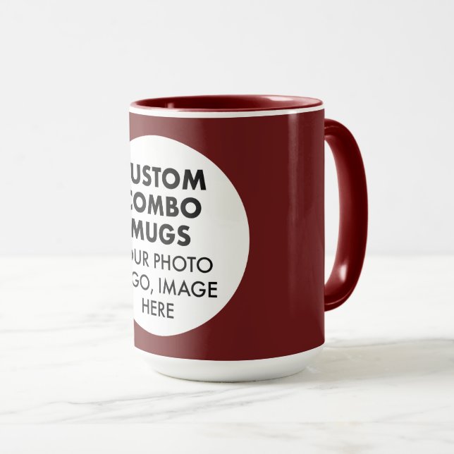 Round Frame Photo Logo Large Maroon Custom Combo Mug (Front Right)