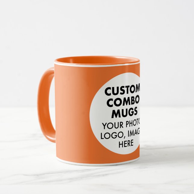 Round Frame Photo Logo Orange Custom Combo Mug (Front Left)