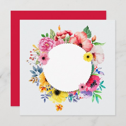 Round frame with colorful flowers (Front/Back)