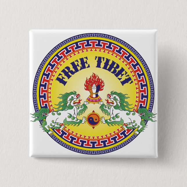 Round Free Tibet Pinback Button (Front)