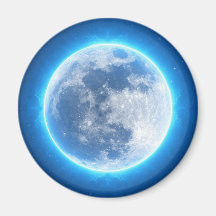 Round fridge Magnet with an illuminated moon