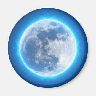 Round fridge Magnet with an illuminated moon