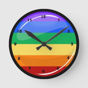 Round Gay Lgtb Pride Rainbow Flag Round Clock