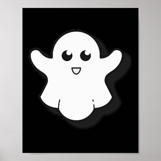 Round Ghost Cute Ghost Halloween Spooky Season  Poster (Front)
