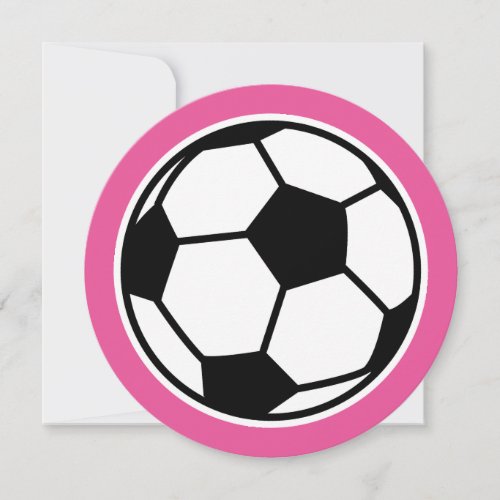 Round girls soccer Birthday party invitations