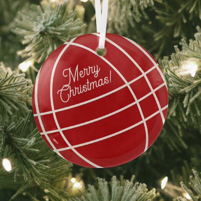 Round glass bocce ball Christmas tree ornament (Insitu)