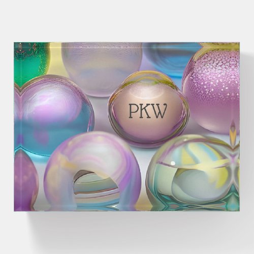 Round Glass Spheres in Pastel Shades add initials Paperweight