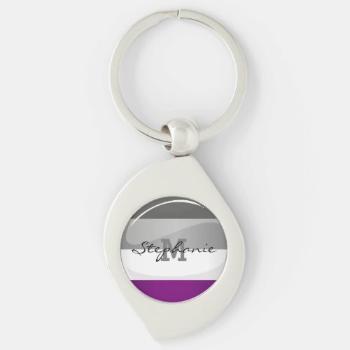 Round Glossy Asexual Pride Flag Keychain