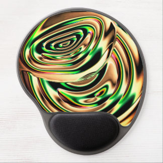 Round gold and green metal or glass handle gel mouse pad